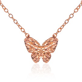 ZAVANA Rose Gold Butterfly Necklace For Women and Teenage Girls, Dainty Necklaces for Women, Simple gold Chain Necklace with a Cute Butterfly Pendant, Costume Jewellery for Women With Gift Pouch,