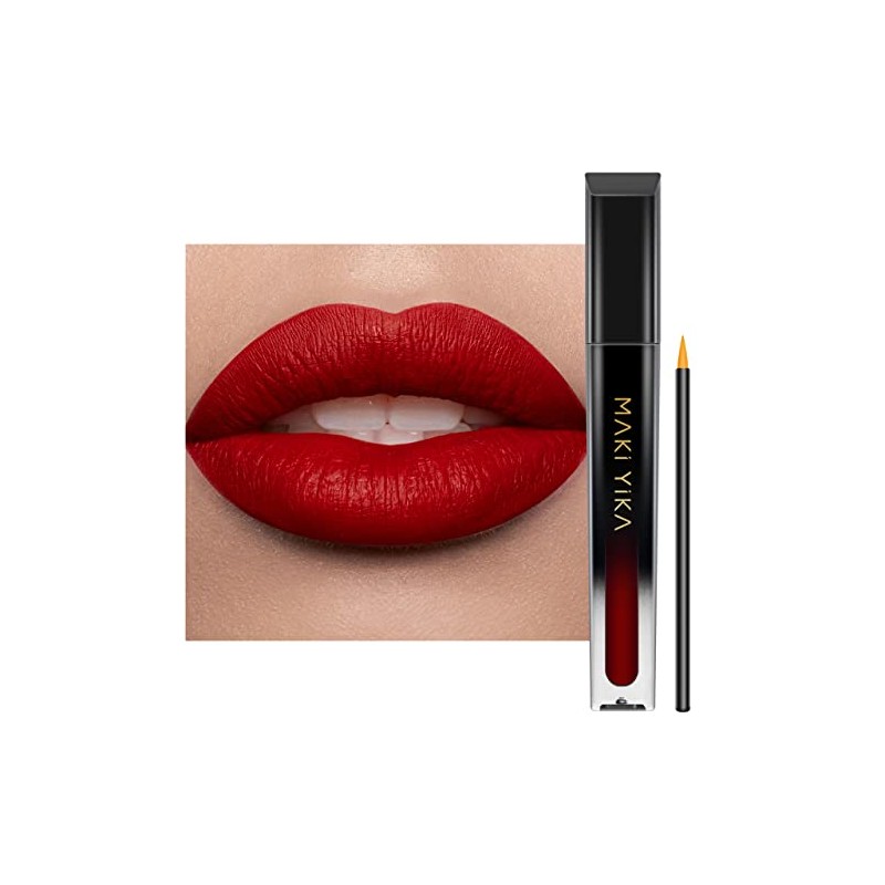 MAKI YIKA- Lápiz labial rojo para mujer, color duradero, sin
