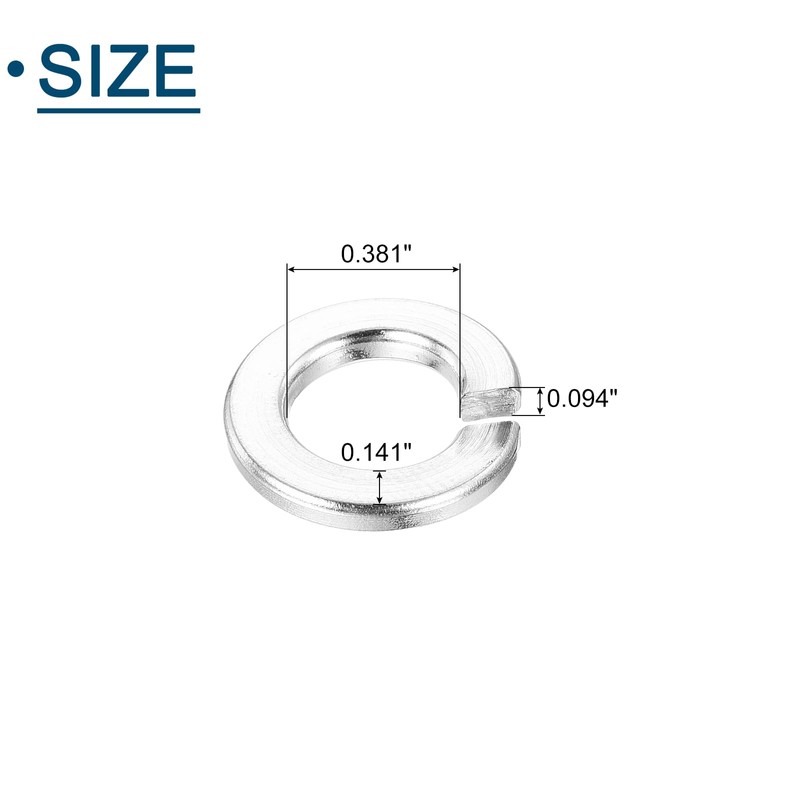 sourcing map 3/8" Split Lock Washer, 200Pcs 304 Stainless Steel