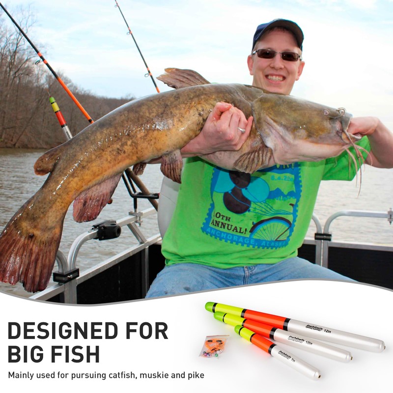 QualyQualy Fishing Floats, Weighted Catfish Pole Floats, High Visibility Wood