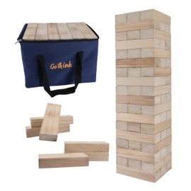 GOTHINK Giant Tumble Tower Game, Large Tumbling Tower Stacking to Over 4 FT 54pcs Wooden Jumbo Blocks for Outside Yard Games with Carry Case Timber Stacking Game Night Toy Gift for Kids Adults Family
