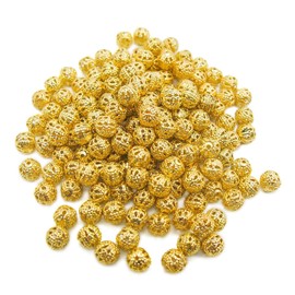 TOAOB 100pcs 6mm Gold Plated Filigree Hollow Ball Beads Round Metal Loose Spacer Beads for DIY Crafts Bracelets Necklaces Earrings Jewelry Making