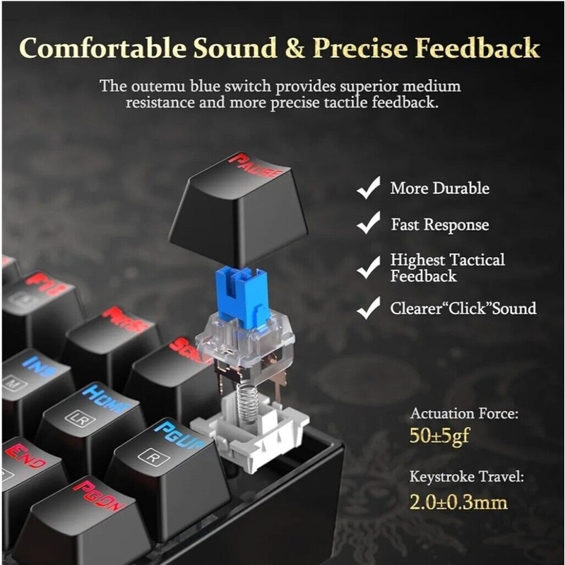 Redragon K552 RGB 2 Wired TKL Gaming Mechanical Blue Switch