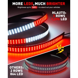 HLauto HL070 2PCS 70inch Emergency Strobe Light Strips: 1,296 LEDs Running Board Safety Warning Flashing Light Red White Firefighter Flexible Hazard Light Bar for Pickup Trucks Construction Vehicles