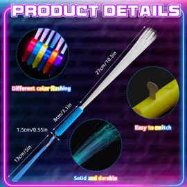Kasyat 10 Pieces Fiber Optic Light Wand Stick Glow Flashing Wands Fiber Optic Wands LED Flashing Sticks LED Fiber Wands Colorful Flashing LED Wands for Boys and Girls Party Favors (Vivid Color)