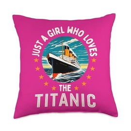A Girl Who Loves the RMS Titanic Girls Throw Pillow