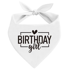 Dog Bandana, Birthday Girl, Dog Birthday Bandana, White Pet Dogs Scarf Accessories, Pet Dogs Triangle Scarf, Pets Muffler for Small Medium, Pets Lovers Gift