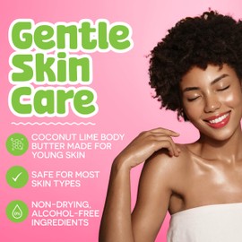 BeYoutiful Coconut Lime Body Butter for Dry Skin, Vitamin E, Coconut Oil & Shea Butter, Cruelty Free Hydrating Moisturizer for Kids & Teens, 16 oz