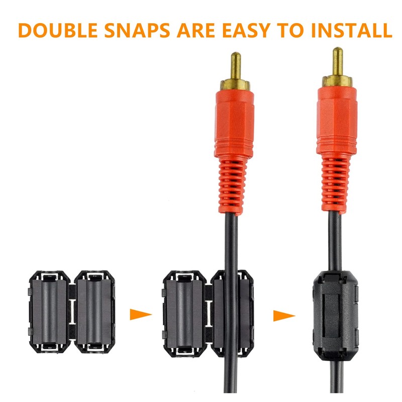 HUAREW Black Clip-on Ferrite Ring Core Ferrite Choke RFI EMI
