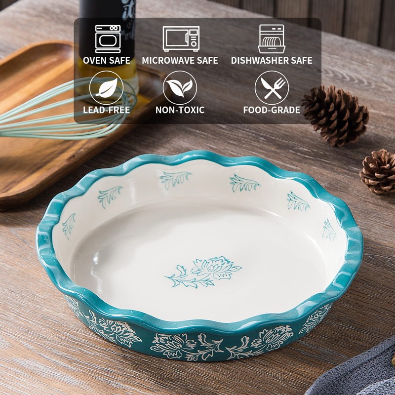 Wisenvoy Pie Pan Ceramic Pie Dish Pie Plate Deep Dish