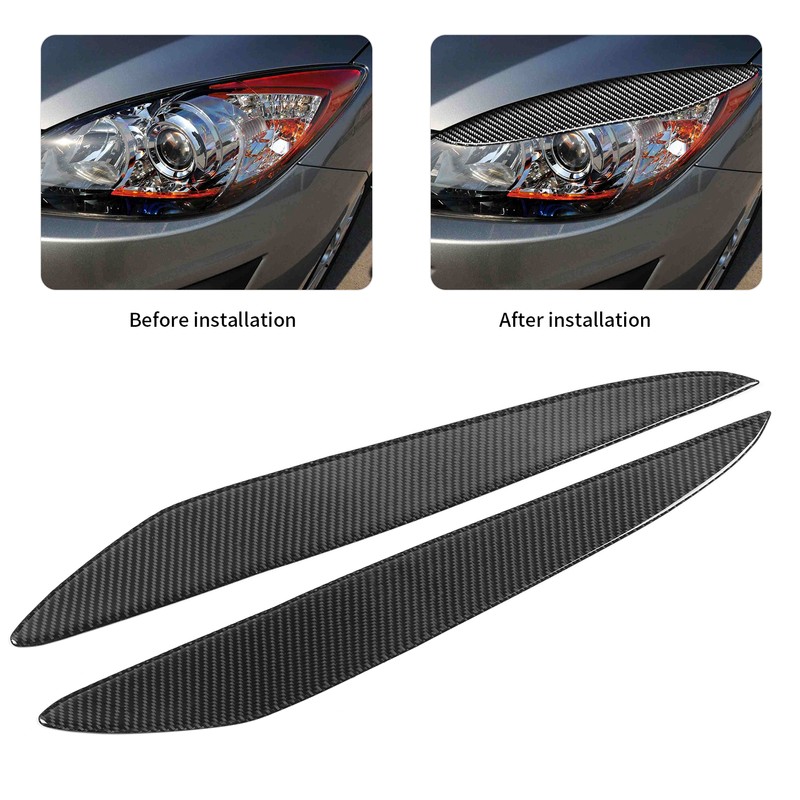 2pcs Carbon Fiber Headlight Eyebrow Eyelid Cover Wear Resistant Fit