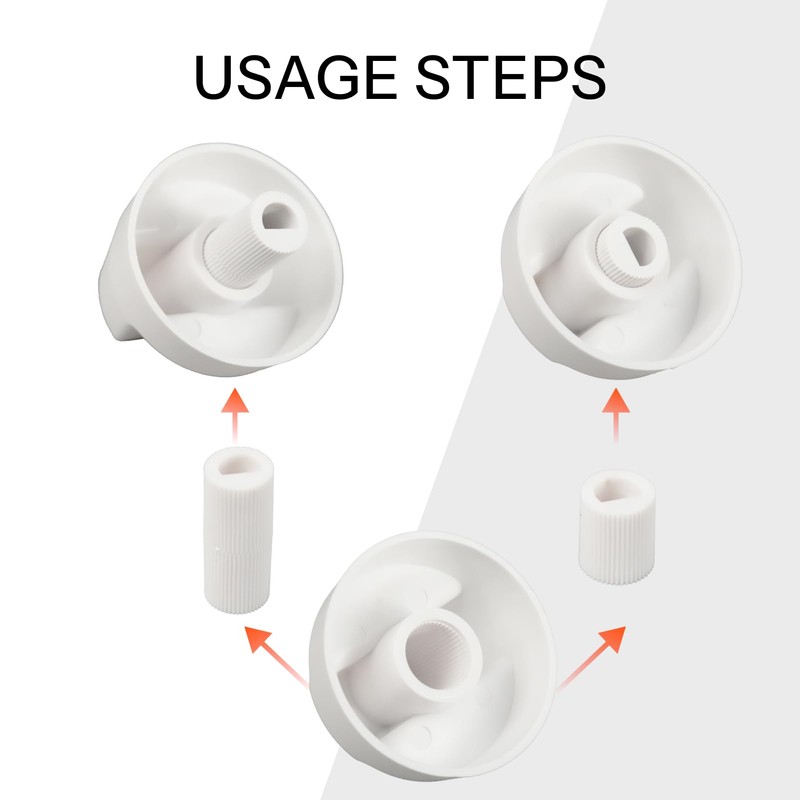 FortuneGlobe Universal Control Knobs with 12 Adapters Black for 6cm