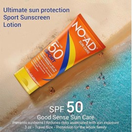 NO-AD SPF 50 SPORT Sunscreen Lotion | Broad Spectrum | 3oz | Pack of 3