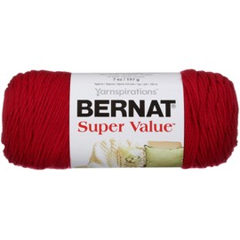 Bernat Super Value Yarn, 7 oz, Gauge 4 Medium Worsted, Cherry Red