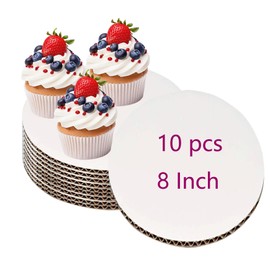YYaaloa 10pcs White Cake Boards 8 inch Round Disposable Cake Circle Plate Waterproof and Oil-proof Cake Boards Sturdy Cake Trays for Cake DIY Bread Dessert and Crafts Display