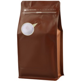 DMPACKDM Coffee Bags with Valve(16 oz,1 lb,100pcs) Brown High Barrier Aluminumed Foil Flat Bottom Heat Sealed Coffee Beans Packaging Bags Side Zipper Resealable for Home or Business