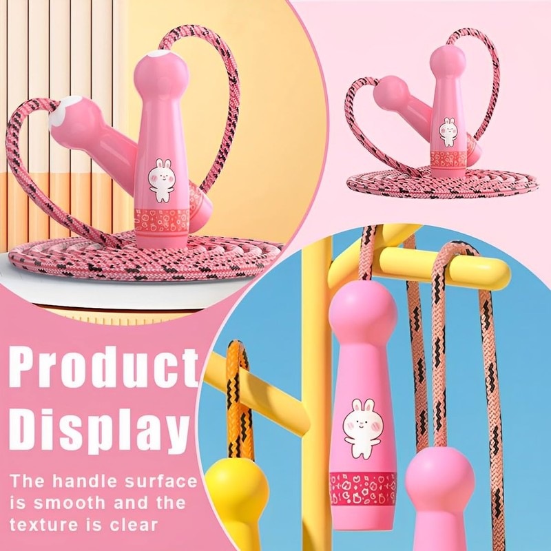 SGERUFZ Adjustable Children's Jump Rope with Cartoon Wooden Handle, Gifts