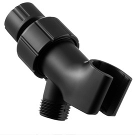 OFFO Shower Head Holder for Handheld Shower Head, Adjustable Shower Arm Mount for Connecting Shower Arm and Shower Hose, 1/2 Inch IPS Female Inlet and Male Outlet, Matte Black Finish