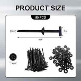 GMHLLES 80PCS Nylon Universal Cable Tie Buckle Heavy Duty Self-Locking Zip Tie Clips Plastic Cable Ties Tool for Automotive Repair Quick Fastening and Daily Use