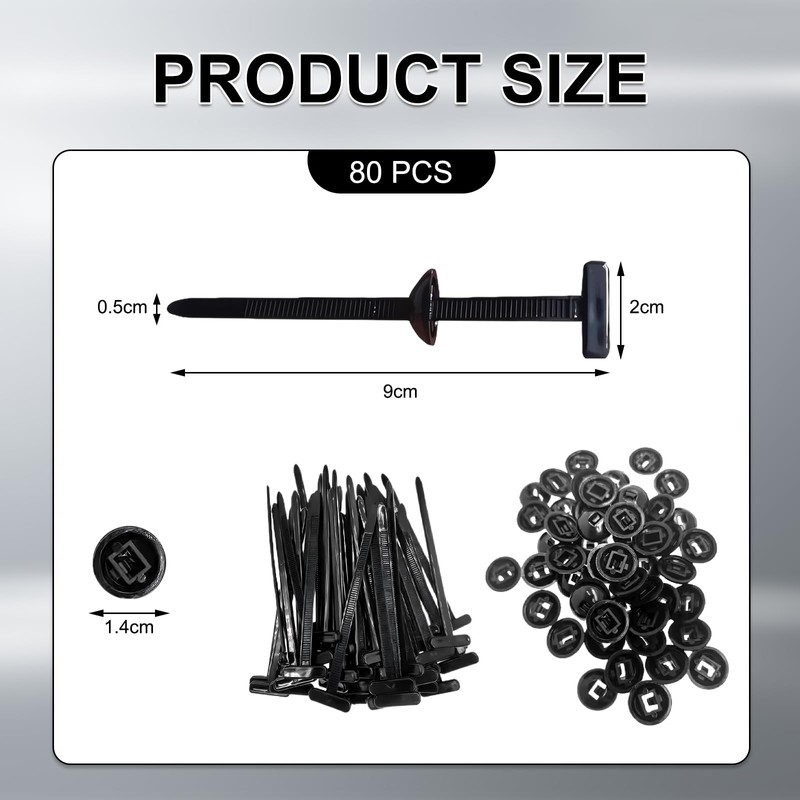 GMHLLES 80PCS Nylon Universal Cable Tie Buckle Heavy Duty Self-Locking