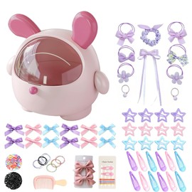 Dwen Dwen Dog Hair Accessory Set, For Girls, Large Capacity, Cute, Hair Clip, Hair Tie, Children's Day, Shichi-Go-San Birthday Christmas Gift, Princess, Elementary School Student (Pink)