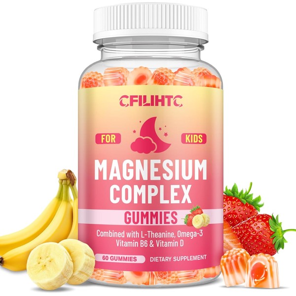 Kids Magnesium Gummies – Glycinate with L-Theanine, Omega-3, Vitamin B6