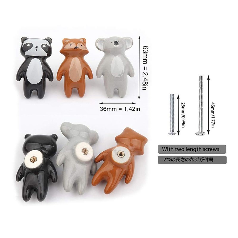 YOUYOUULU 5Pcs Cute Animal Knobs Kids Handles Ceramic Knobs Children's