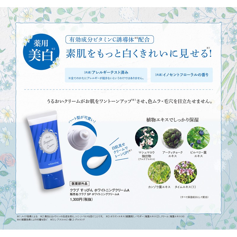 Club Suppin Whitening Cream, Makeup Base, Innocent Floral Scent, 1.1