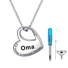 YOTHIWAD Heart Urn Necklace for Ashes, Urn Chain with Engraving Forever in My Heart Stainless Steel Ash Jewellery Memorial Pendant for Loved Ones with Filling Kit, Stainless Steel, No Gemstone
