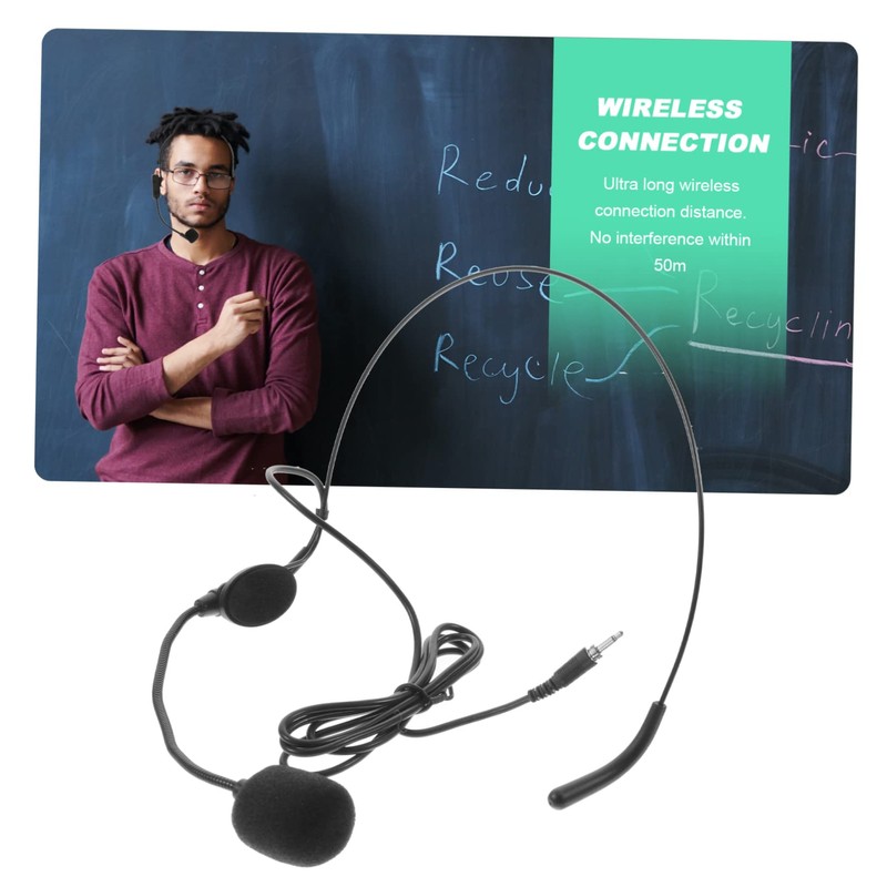 TEHAUX Lightweight Overhead Head Microphone with Connector Comfortable Headset Mic