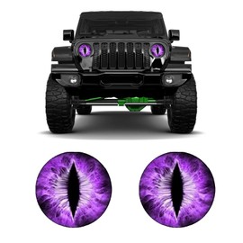 GutGiel 2PCS Beast Eyes Headlight Decals for Jeep, 3D Cool Beast Eyes Light Decoration Stickers, Waterproof Car Body Window Bumper Round Decal Compatible with Car Truck Jeep Wrangler（Purple）