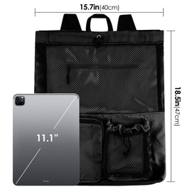 ReignSword Large Capacity Mesh Swim Backpack with Pocket Drawstring, Waterproof Beach Bag for Swimming, Gym, and Workout Gear (Black)