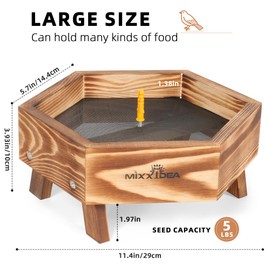 MIXXIDEA Ground Bird Feeder for Outdoors, Wooden Mesh Seed Tray for Bird Feeders, Great Attracting Garden Yard Decoration for Wild Birds Squirrels Chicken Dove, Brown