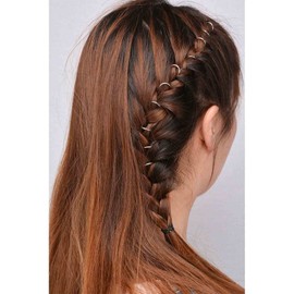 Yheakne Boho Tribal Circle Hair Ring Set, Boho Braid Rings, Dreadlocks, Dirty Braid Hair Bow Clips, Silver Hair Braid Rings, Hair Clip Rings, Decoration Hair Accessories for Women and Girls (Silver Circle)