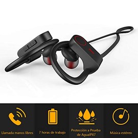 Auriculares Bluetooth, Audífonos Inalámbricos Impermeables IPX7, Auriculares con Reducción de Ruido y Ajuste Seguro para Deportes y Gimnasia, con Micrófono Incorporado