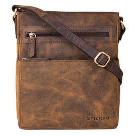 STILORD 'Kian' Shoulder Bag Men's Small Leather Vintage Shoulder Bag for Men Messenger Bag with Many Compartments Men's Bag for Hanging Made of Genuine Leather, Colorado - Brown, shoulder bag