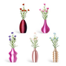 5 PCS Mini Vase Magnets for Fridge, Cute Tiny Magnetic Bud Vases for Refrigerator Decor, Small Flower Pots for Kitchen, Office, Locker, for Plant Lovers, Women