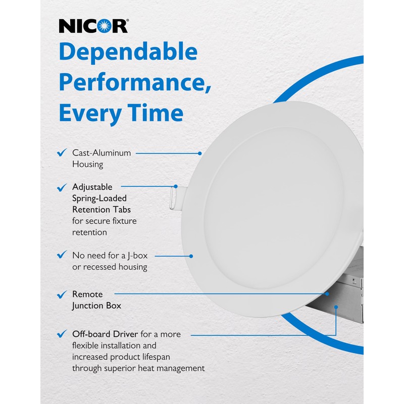 NICOR Lighting REL611205KRDWH REL6 LED Downlight, White