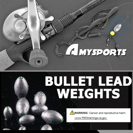 AMYSPORTS Egg Lead Fishing Weights Kit Drop Bass Weights Sinker Tackle Saltwater Casting Fishing Sinkers Set Oval Freshwater 20pcs 3/8oz