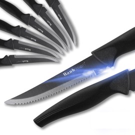 Wanbasion Dishwasher Safe Stainless Steel Kitchen Knife Set - 8 Steak Knives, Sharp & Rust Proof