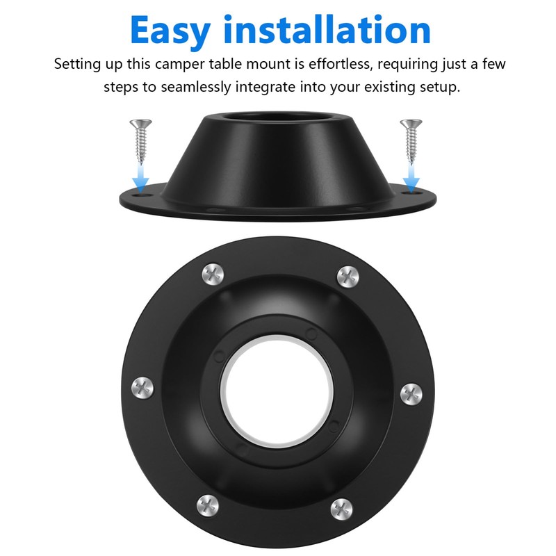 JECOMPRIS Rv Table Base Mount Black Aluminum Camper Table Floor