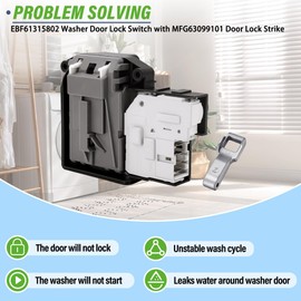 WM3670HVA WM3670HWA WM3700HWA Washer Door Lock Switch with Door Hook Fit for L.G Front Load and Ken-more Washers WM3080CW WM3770HVA WM3770HVA WM3500CW WM3400CW WM3770HVA WM1388HW