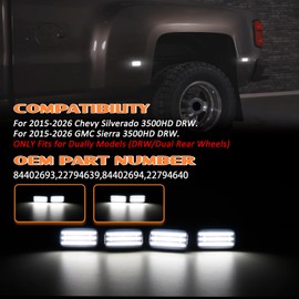 LED Dually Fender Side Marker Lights For 2015-2026 Silverado GMC Sierra
