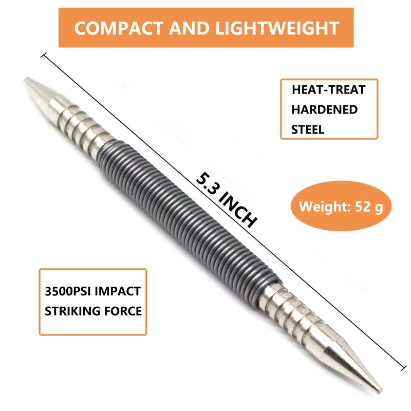 WHLLING Dual Head Nail Setter, Hammerless 1/32″& 1/16″ Spring Nail