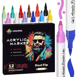 Paint Markers for Adult Student Coloring Books no Bleeding, Washable Dual Tip Acrylic Paint Pens for School Drawing, Rocks, DIY Crafts and Art Supplies, Fabric Marker, Suitable for Artists, Art Supplies,christmas gift ideas