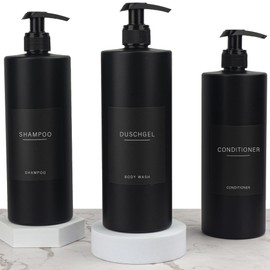 Esdallina 500 ml Soap Dispenser with 22 Black Labels Minimalist Luxury Upscale Matte Black Lotion Dispenser