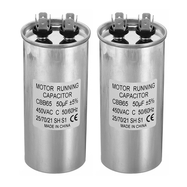 PATIKIL 50uF ±5% 50MDF 450V AC Fan Start Capacitor,2Pcs CBB65