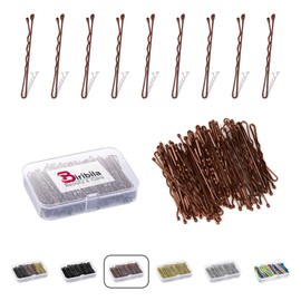 Biribila Bobby Pins – 5cm Long Hair Pins for Women, Hair Slides with Storage Box – Thicker & Strong Hair Grips, Kirby Grips for All Hair Types (Brown, 300)