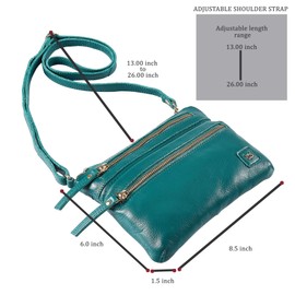 Wise Owl Accessories Small Crossbody Sling Bag Real Leather Purse for Women Crossover Trendy Shoulder Handbag (Emerald Green Nappa)