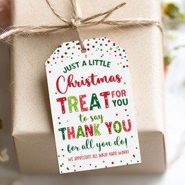 Treat for You to Say Thank You for All You Do Gift Tag We Appreciate You Christmas Gift Tags with String Employee Appreciation Company Staff Christmas Holiday Favor Tags Pack of 20 (Appreciate C)